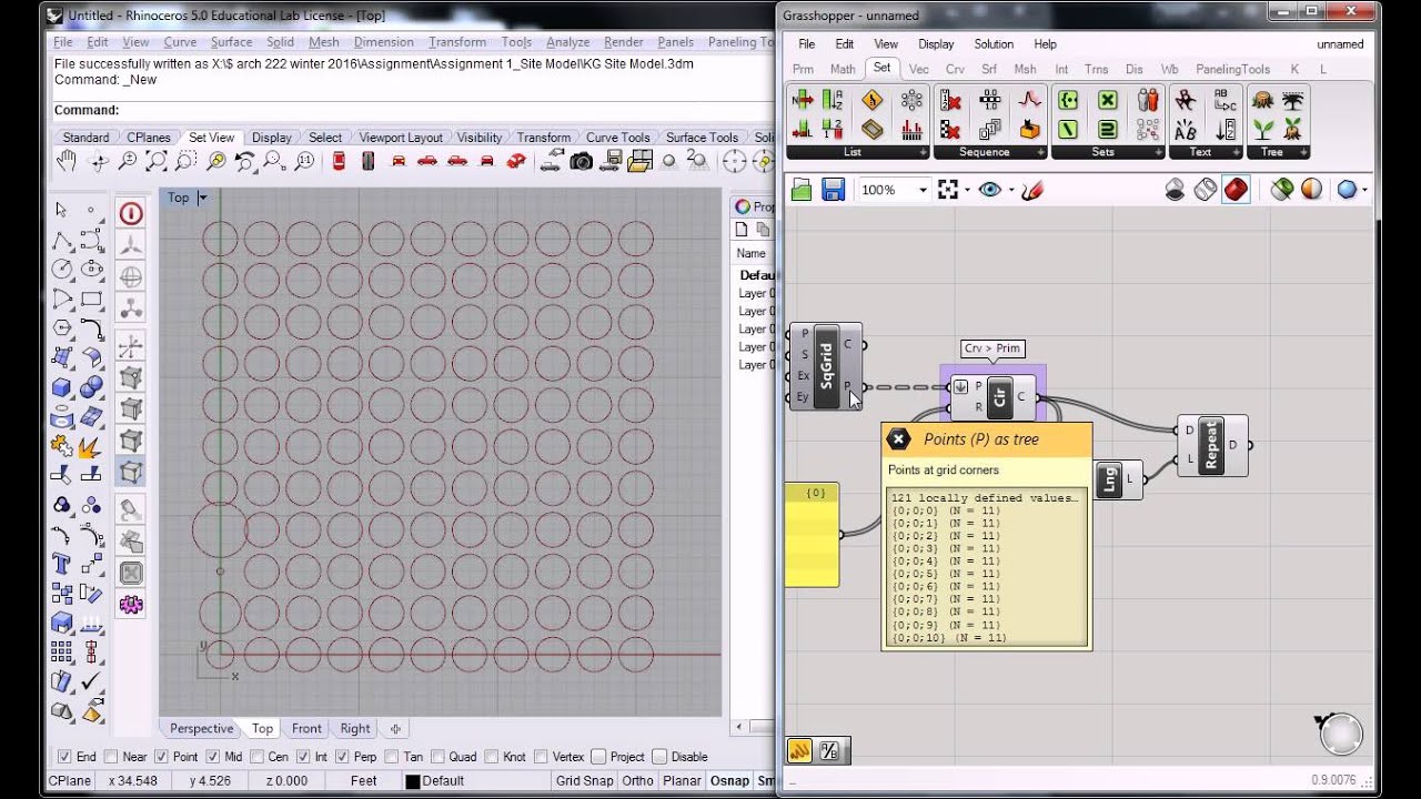 48 - Grasshopper - Repeat Data to Patternize A Grid of Circles