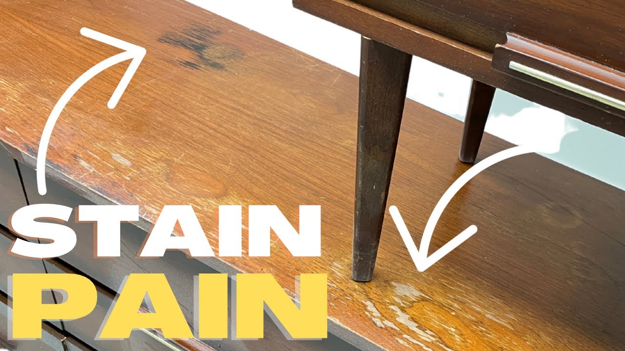 FIXING WATER STAINS on mid century furniture: Dresser & Night Table Makeover
