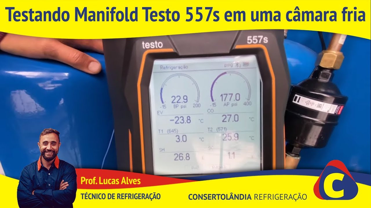 Testando Manifold Testo 557s em uma câmara fria