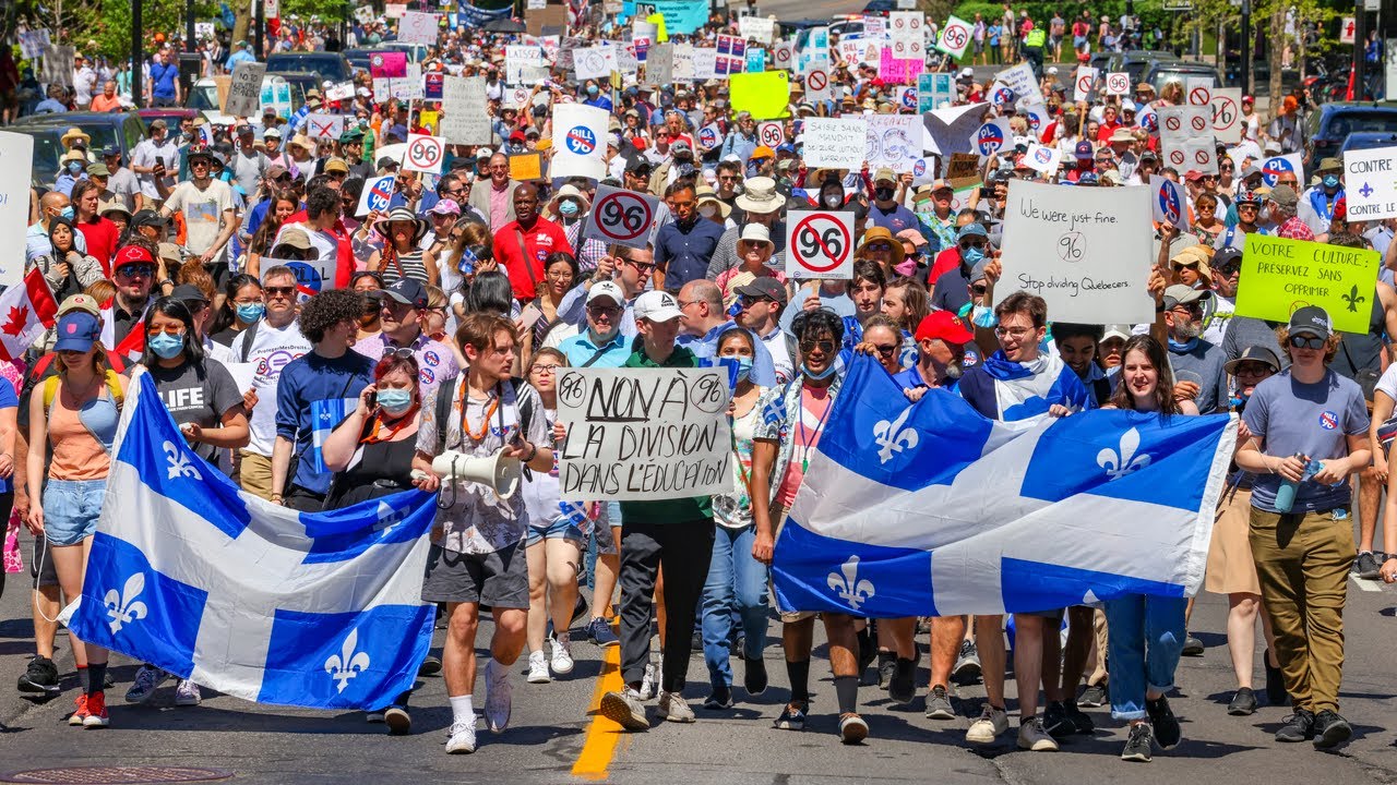 Thousands of Montrealers march in opposition to Bill 96