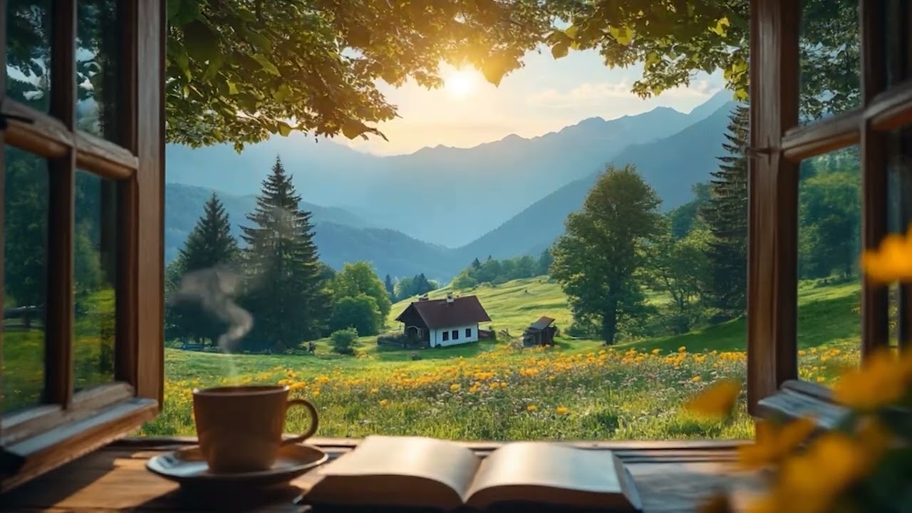 Morning Coffee By The Window With Mountain Views &ndash; Peaceful Piano And Nature Sounds For Focus