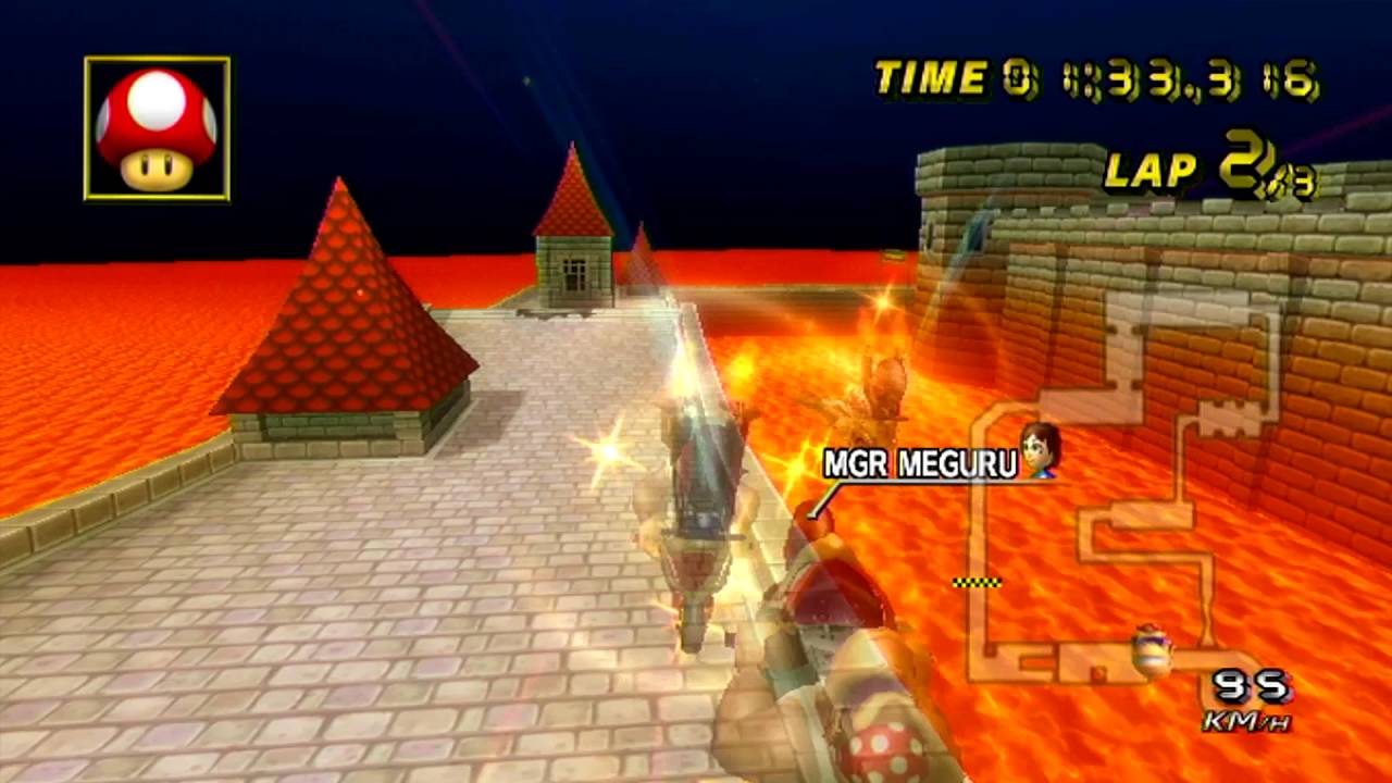 [MKWii] N64 Bowser's Castle Comparison - Meguru vs DK vs Ali vs Fuma