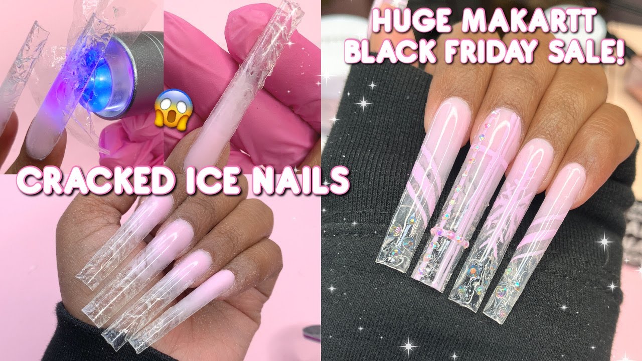 Pink Ombre Cracked Ice Nails | Makartt 2-in-1 Acrylic Powders | Easy Christmas Nails