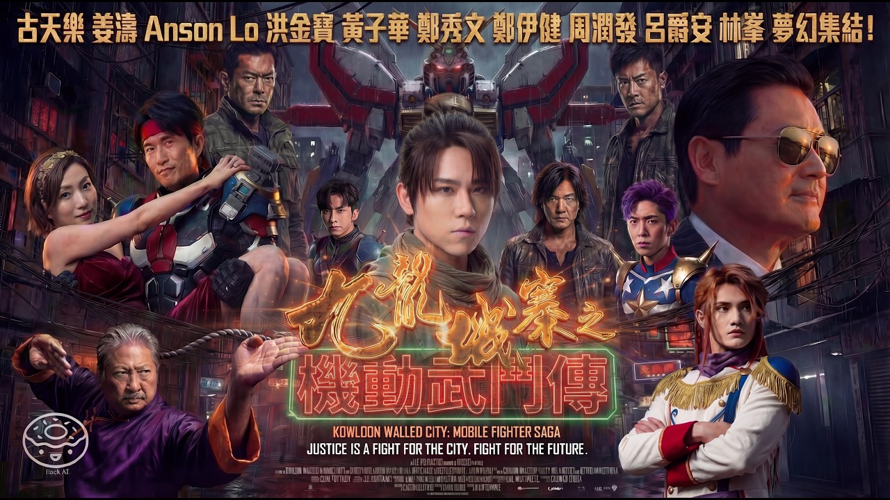 《九龍城寨之 機動武鬥傳》姜濤 黃子華 鄭秀文 古天樂 林峯 盧瀚霆 鄭伊健 洪金寶 周潤發 呂爵安 李駿傑 夢幻集結 AI音樂微電影 電影夜王原班人馬上陣 #閃光のハサウェイ #姜濤 閃光之凱薩衛