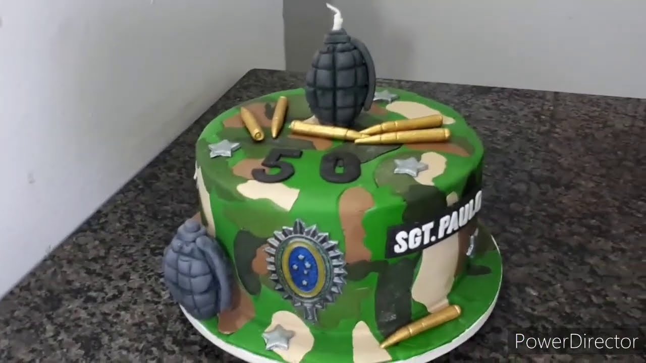 Passo a Passo BOLO DO EXÉRCITO em Pasta Americana (CAMUFLAGEM)