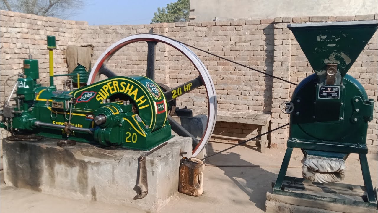 Super shahi daska kala diesel engine 20hp Old black ruston diesel engine and Sufi atta chaki