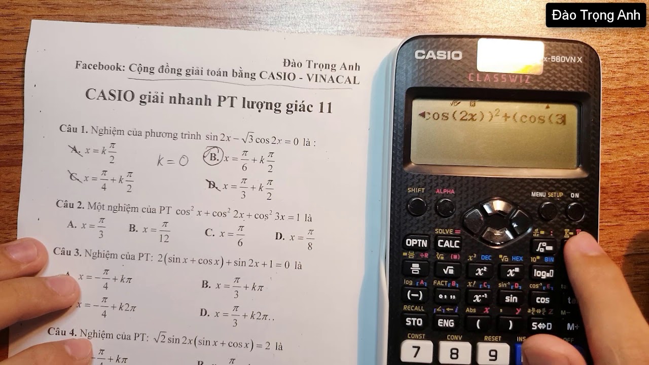 BẤM Máy CASIO - Phương Trình Lượng Giác lớp 11