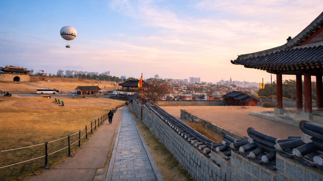 Suwon Hwaseong Fortress Walking Tour | A Calm View Over the City 4K | A-Zhe Ambience