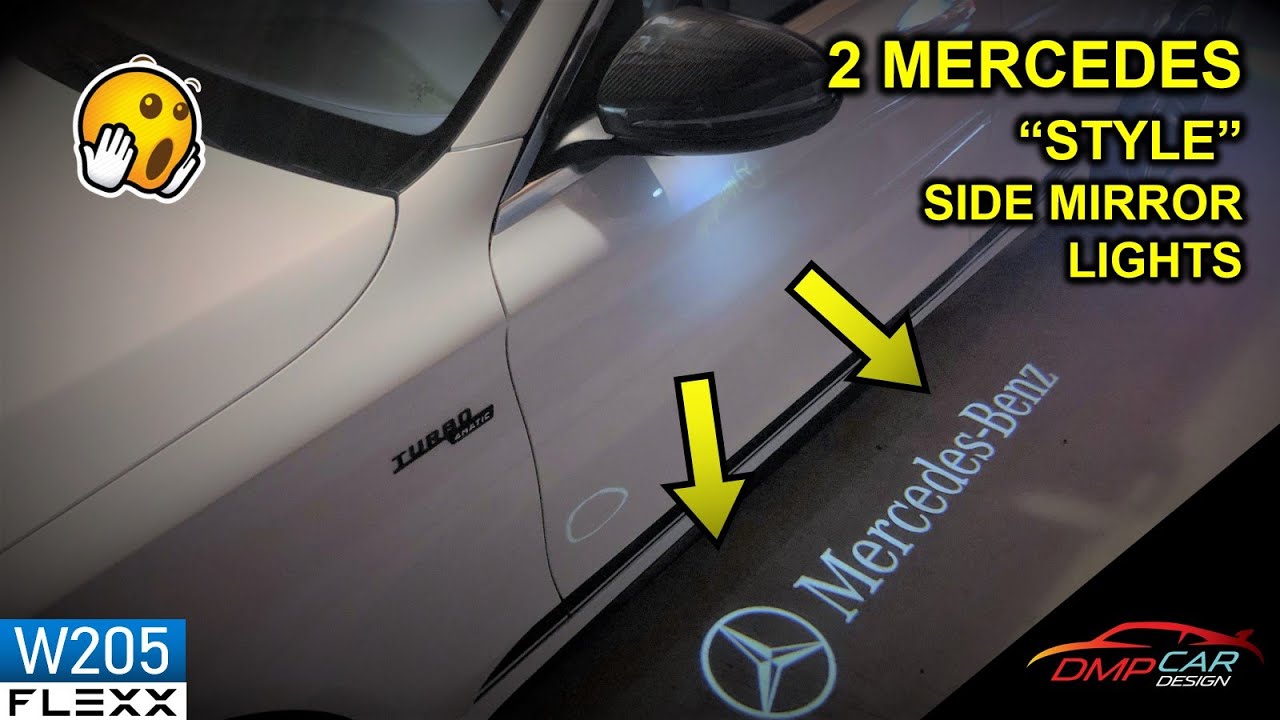 2 плафона подсветки боковых зеркал MERCEDES STYLE установлены на Mercedes C-Class W205 2015+