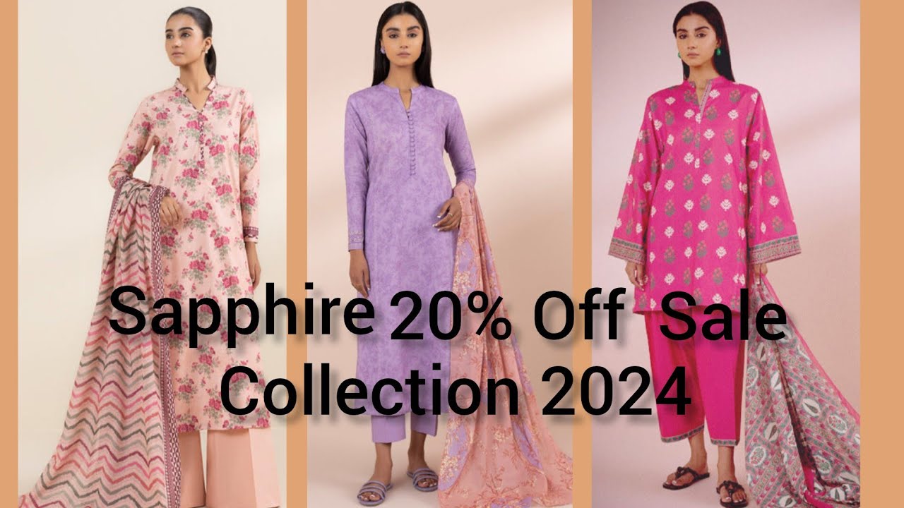 sapphire printed lawn sale summer collection 2024||3pc unstitch 20% sale lawn summer collection 2024