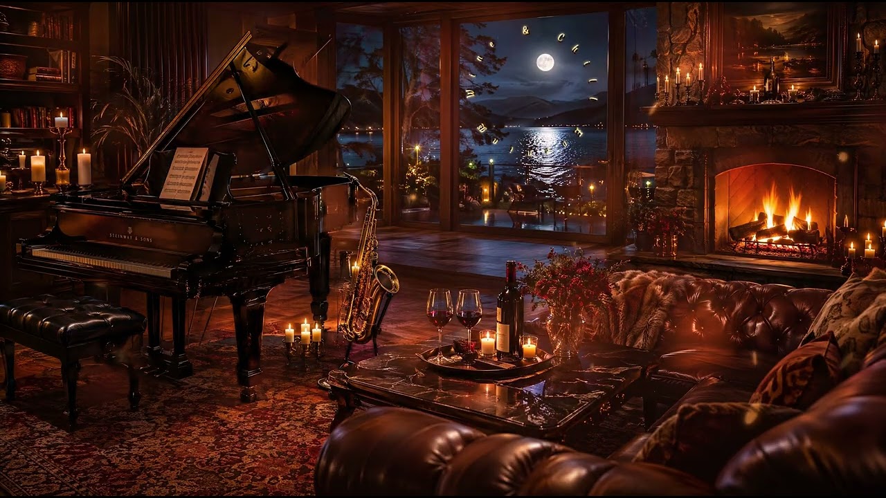 Romantic Fireplace Music ❤️ Cozy Love Songs for Date Night, Wine & Relaxation | 1 Hour