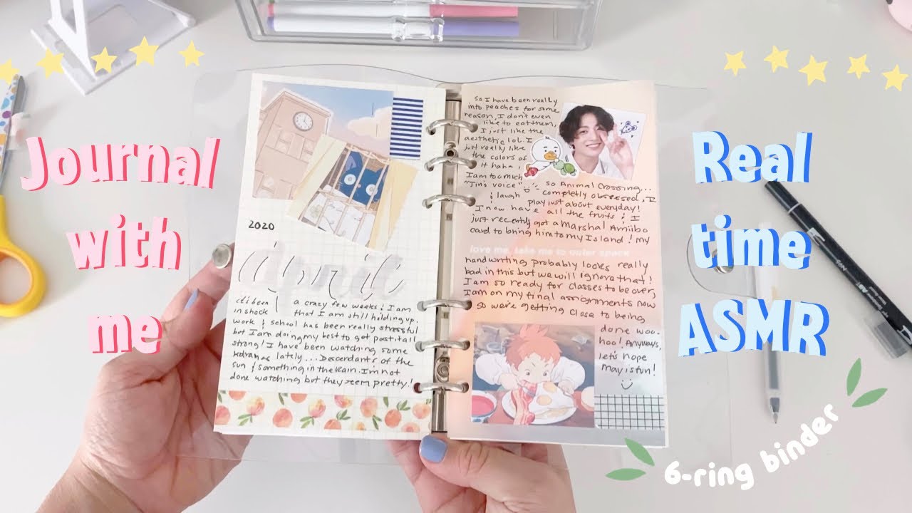 Journal with me: Real time ASMR- no music🍜  (6-ring binder)