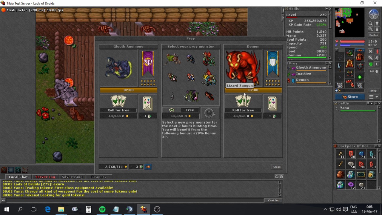 Tibia - Prey System como funciona y Maximo Bono