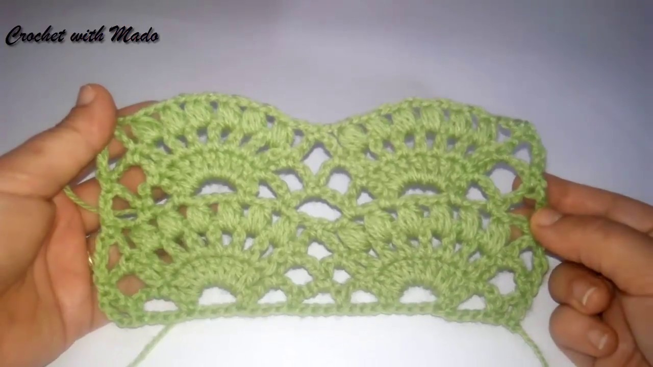 كروشية غرزة المروحة الكبيرةCrochet big fan stitch