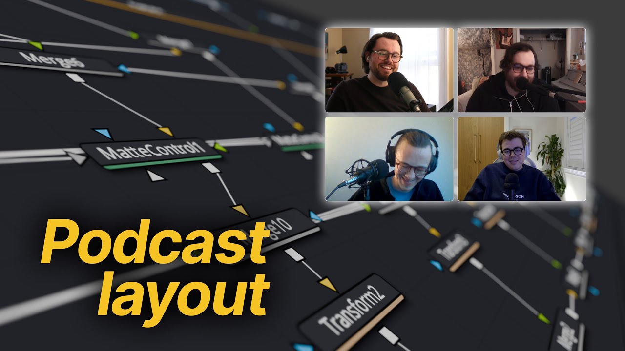 Макет сетки для видеоподкаста — руководство по DaVinci Resolve Fusion
