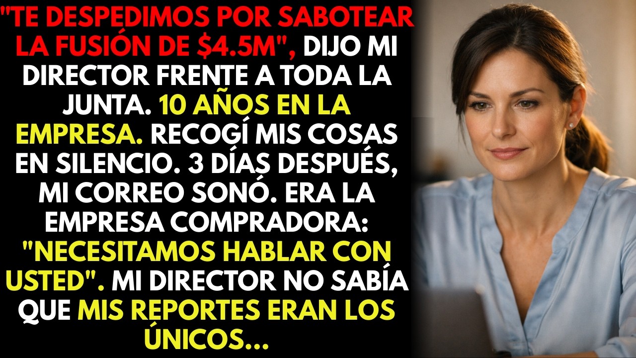 Mi director me acusó de sabotear una fusión de $4.5M… hasta que la compradora pidió verme
