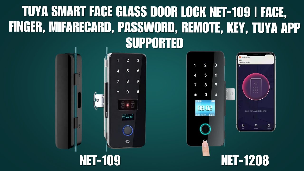 Tuya Smart Face Glass Door Lock NET-109 | Face, Finger, MifareCard, Password, Remote, Key, Tuya App