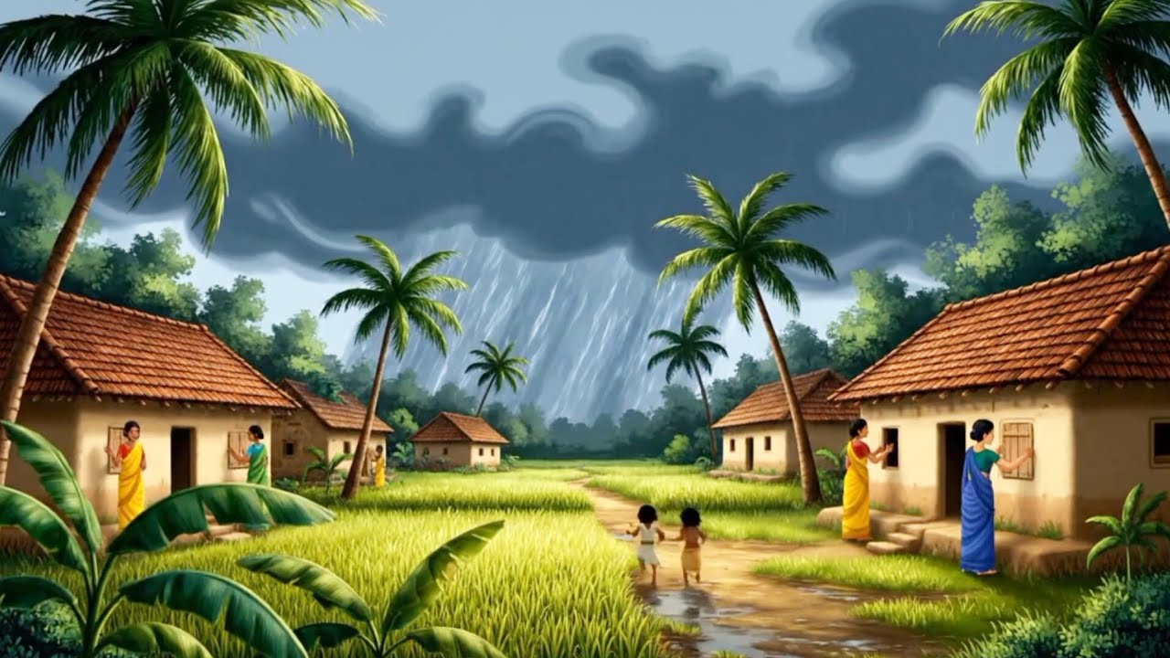 When the Storm Touched Our Village | Ghibli-Style Indian Monsoon Story