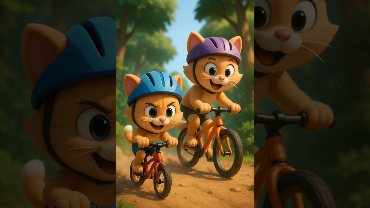 Kitten's Epic Cycle Race Finish! 🚲🏁 | Heartwarming Cat Story #short #cat