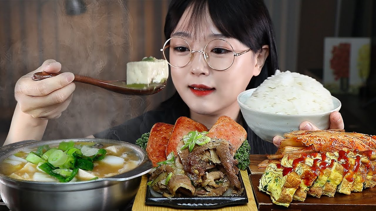АСМР Корейская еда🍚 суп из соевой пасты, пулькоги, спам, яичный рулет, кимчи | MUKBANG