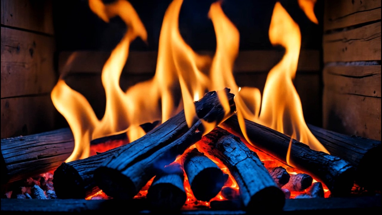 Relaxing Fireplace 4K Ambience | Cozy Burning Logs and Crackling Fire Sounds for Sleep