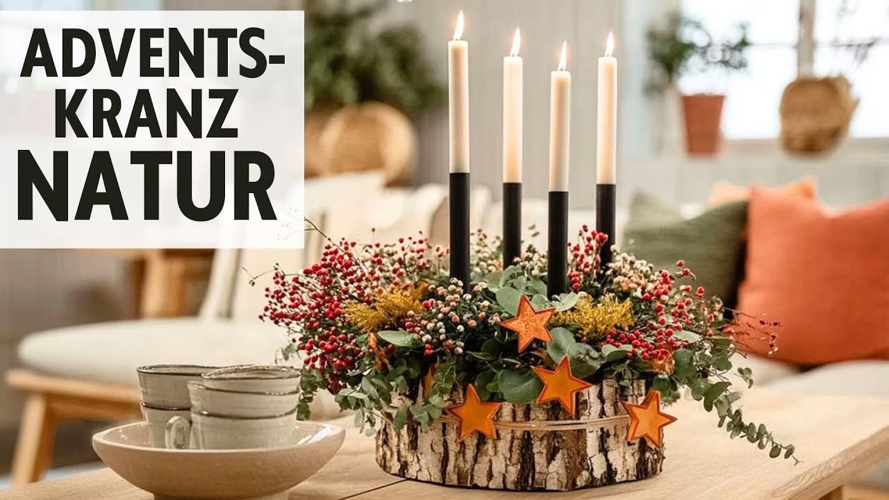 🌲Adventskranz NATUR &ndash; Wundersch&ouml;ne Ideen mit Holz, &Auml;sten & Wolle ✨ #advent