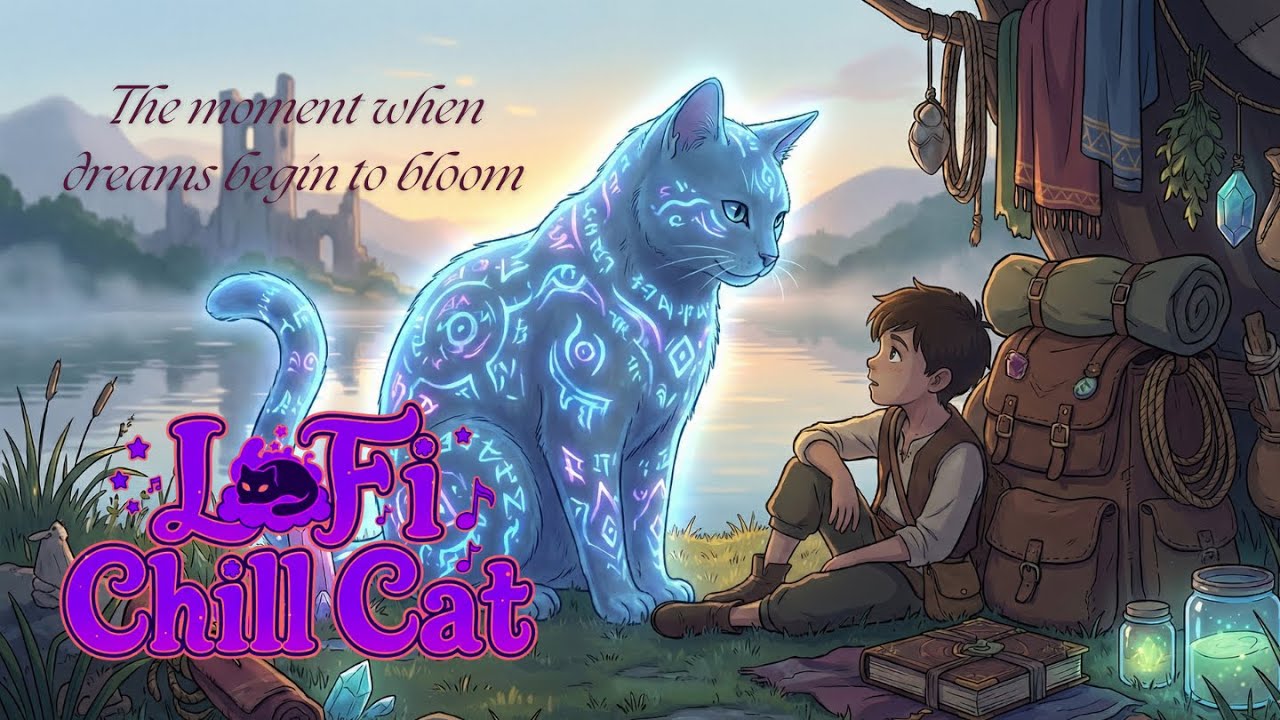 Lo-Fi Study & Relax with a Curious Cat 🐈‍⬛ | Chill Beats from a Medieval Dream Lake ✨🌙