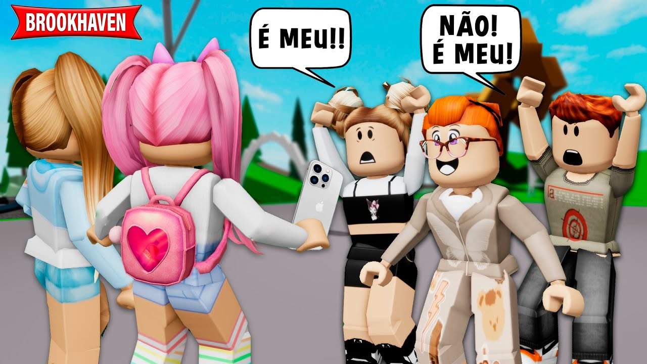 ELAS ACHARAM UM IPHONE NO LIXO! QUEM É O DONO? Historinha Brookhaven RP 🏡 |  Roblox