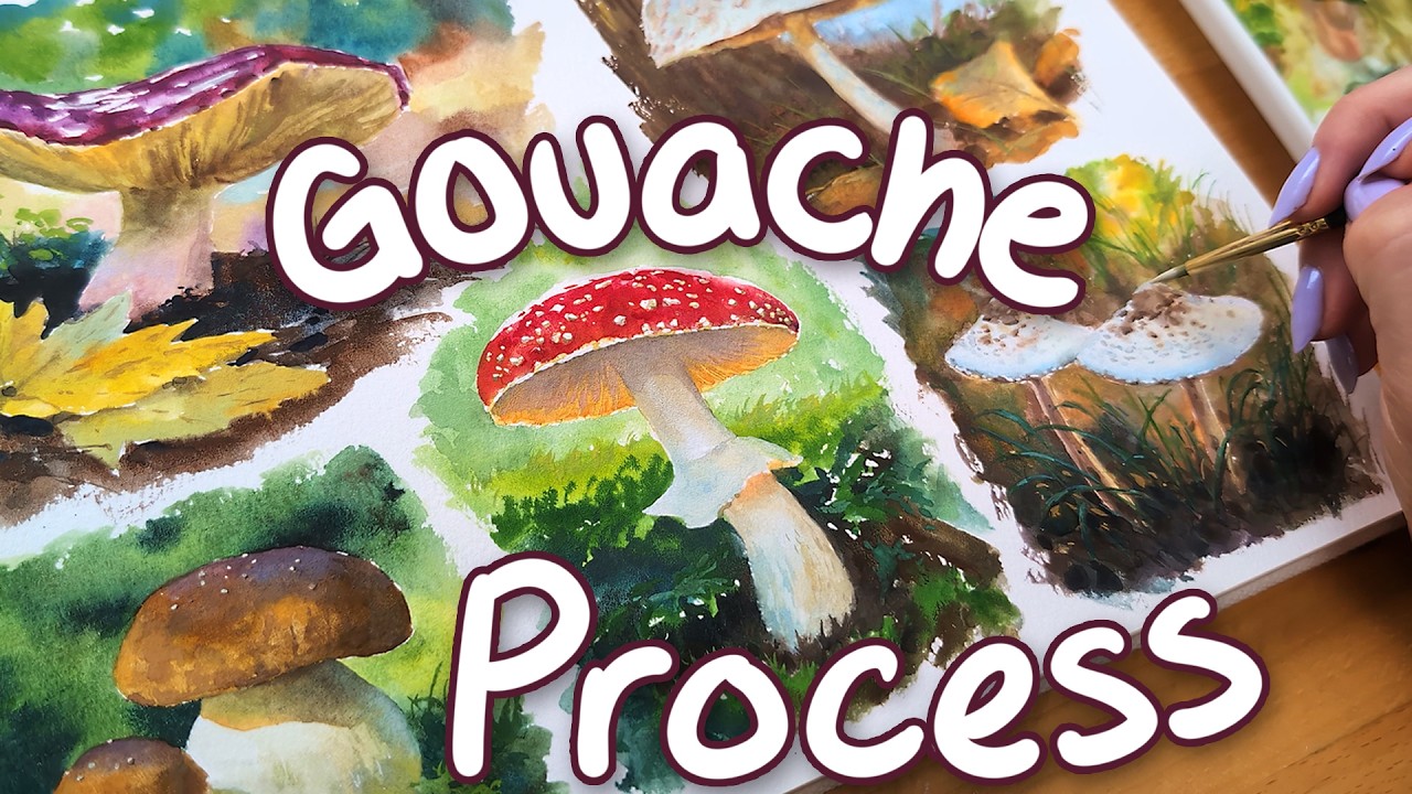 🎨 Painting Mushrooms with gouache!🍄 Paint-along + chat about Process, Technique & Workflow