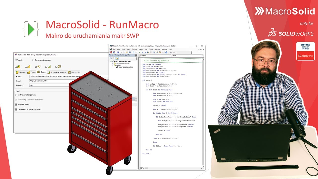 Makro do uruchamiania makr w SOLIDWORKSie