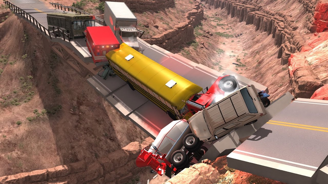 Collapsing Bridge Pileup Crashes 15 | BeamNG.drive