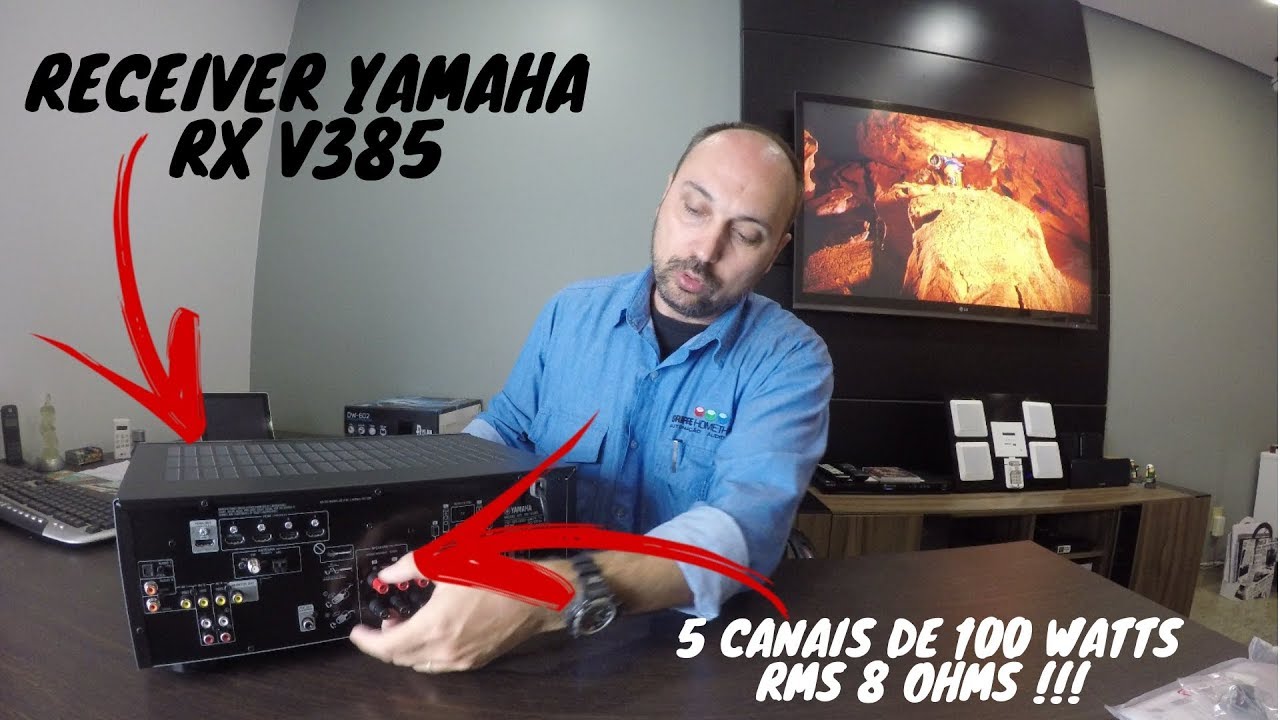 receiver para sala home theater YAMAHA RX V385 4k HDR