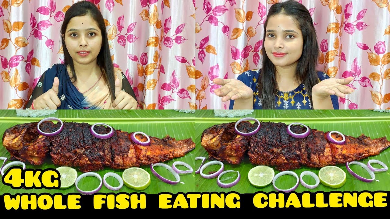 2 Whole Fish Fry Eating Challenge | 4 kg Whole Fish Curry Eating Challenge | Big Bites Mukbang