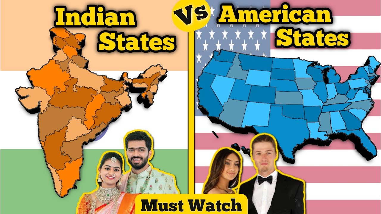 Indian States Vs USA States | Indian States Vs American States | India Vs US Comparison In Hindi