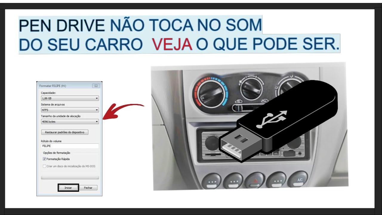 Pen driver não toca no som do carro. saiba como resolver.