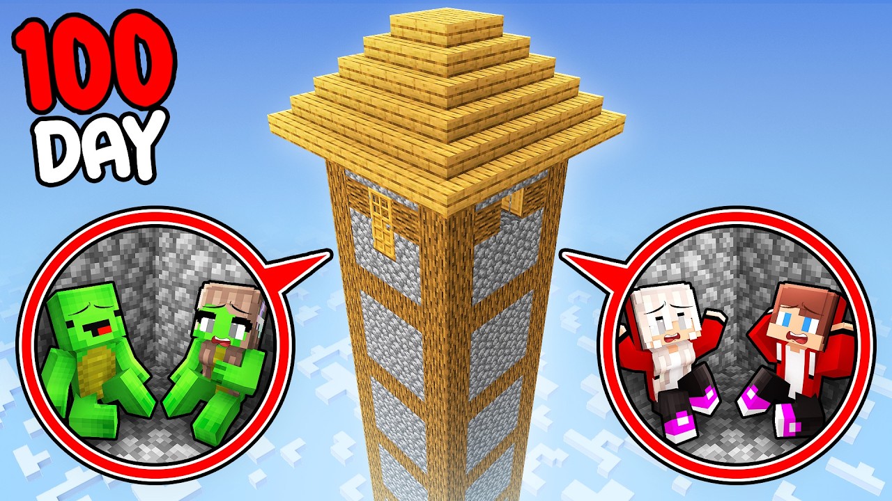 Mikey Family and JJ Family Survived 100 Days at 100.000 Meters in Minecraft (Maizen)