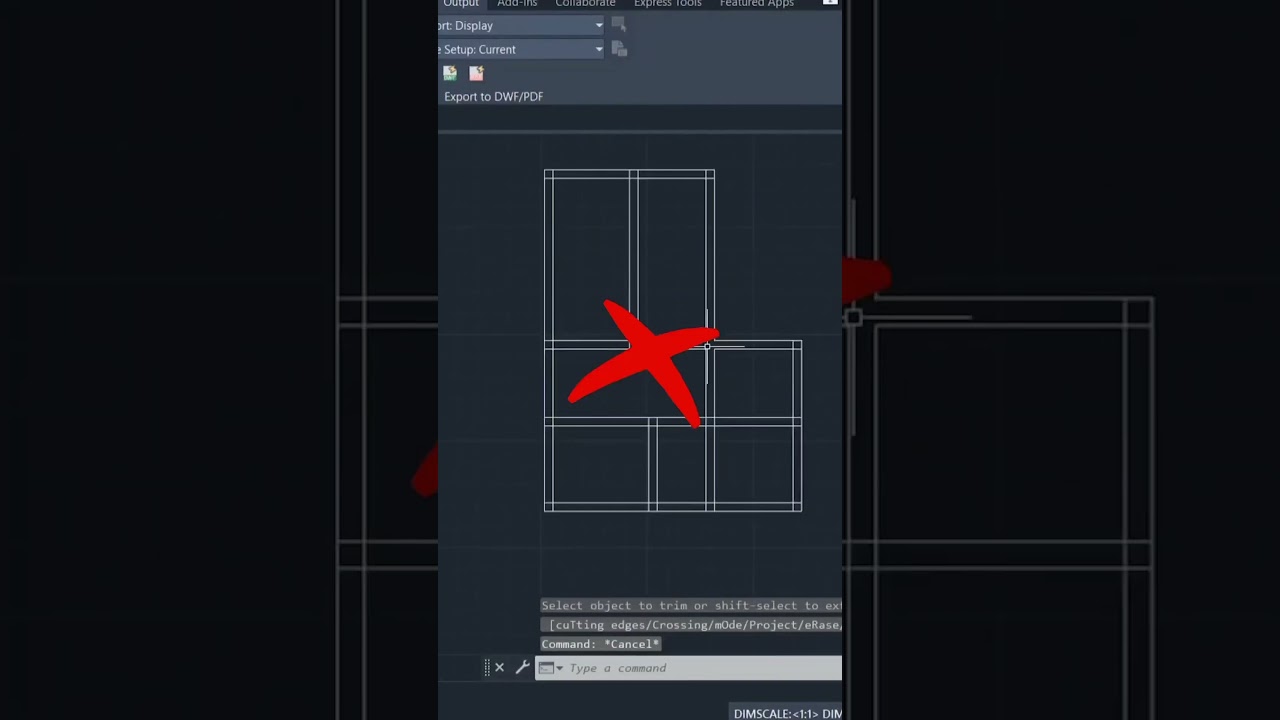 Quickly trim all intersections in autocad 😱😱🔥check the description #autocad #ytshorts #viralvideo