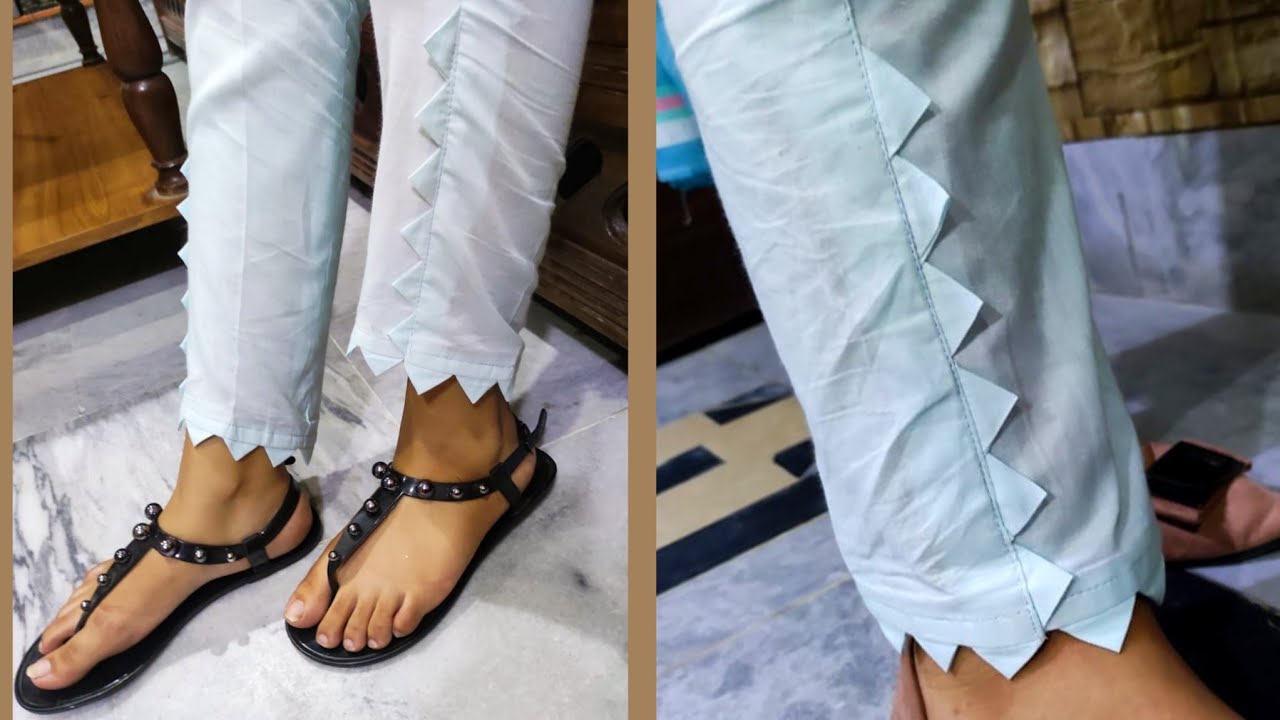 Straight trouser cutting and stitching with samosa lace designing