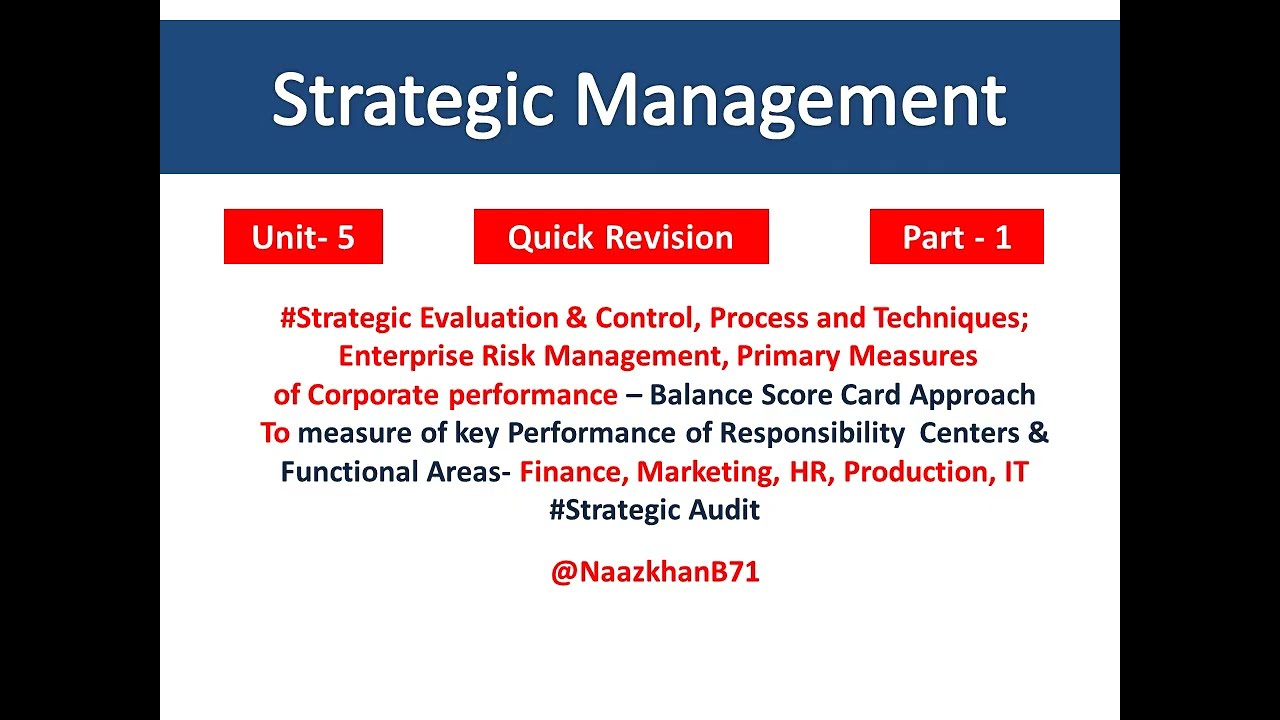 Strategic Management Unit 5 Full Explanation | M.Com / MBA / B.Com | Hindi  @Naazkhan-b7l 