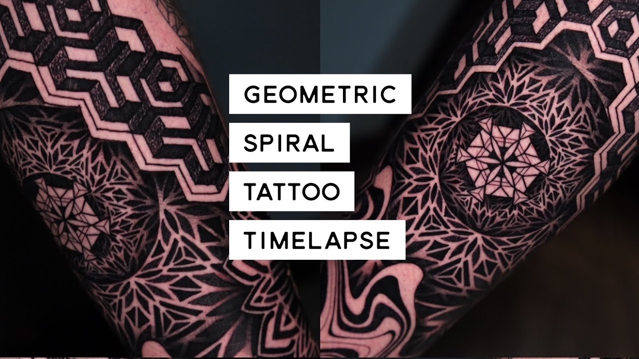 Intricate Geometric Spiral Tattoo with Suminagashi & 3D Patterns | Raul Wesche at Tattoo Temple