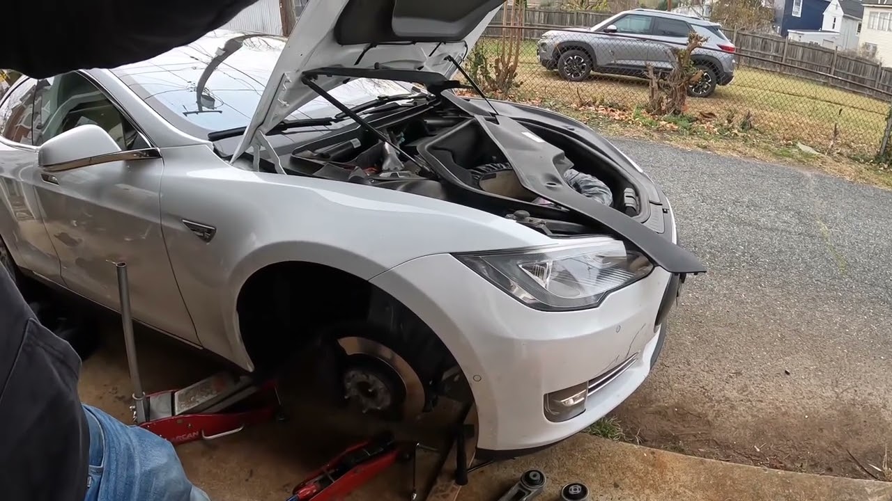 How to remove front coil suspension to replace front control arms on Tesla model S