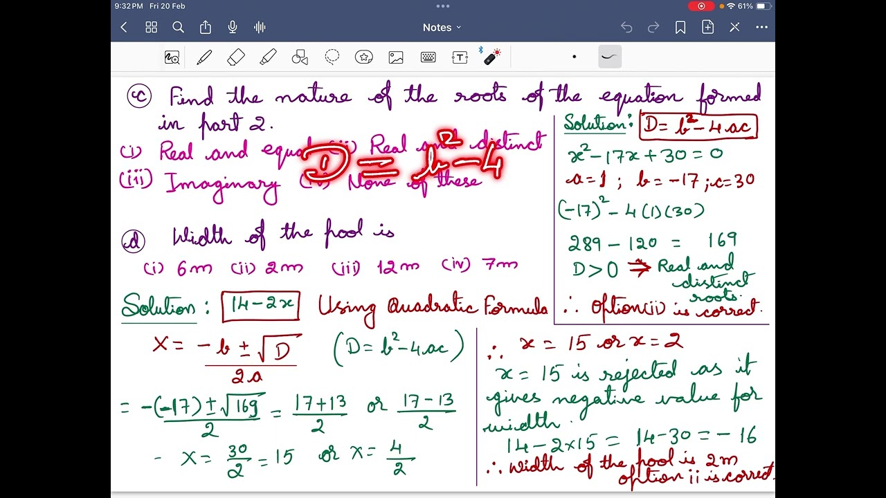 Solution to Case based question ( Quadratic Equations) (In Telugu) (20/02/26)