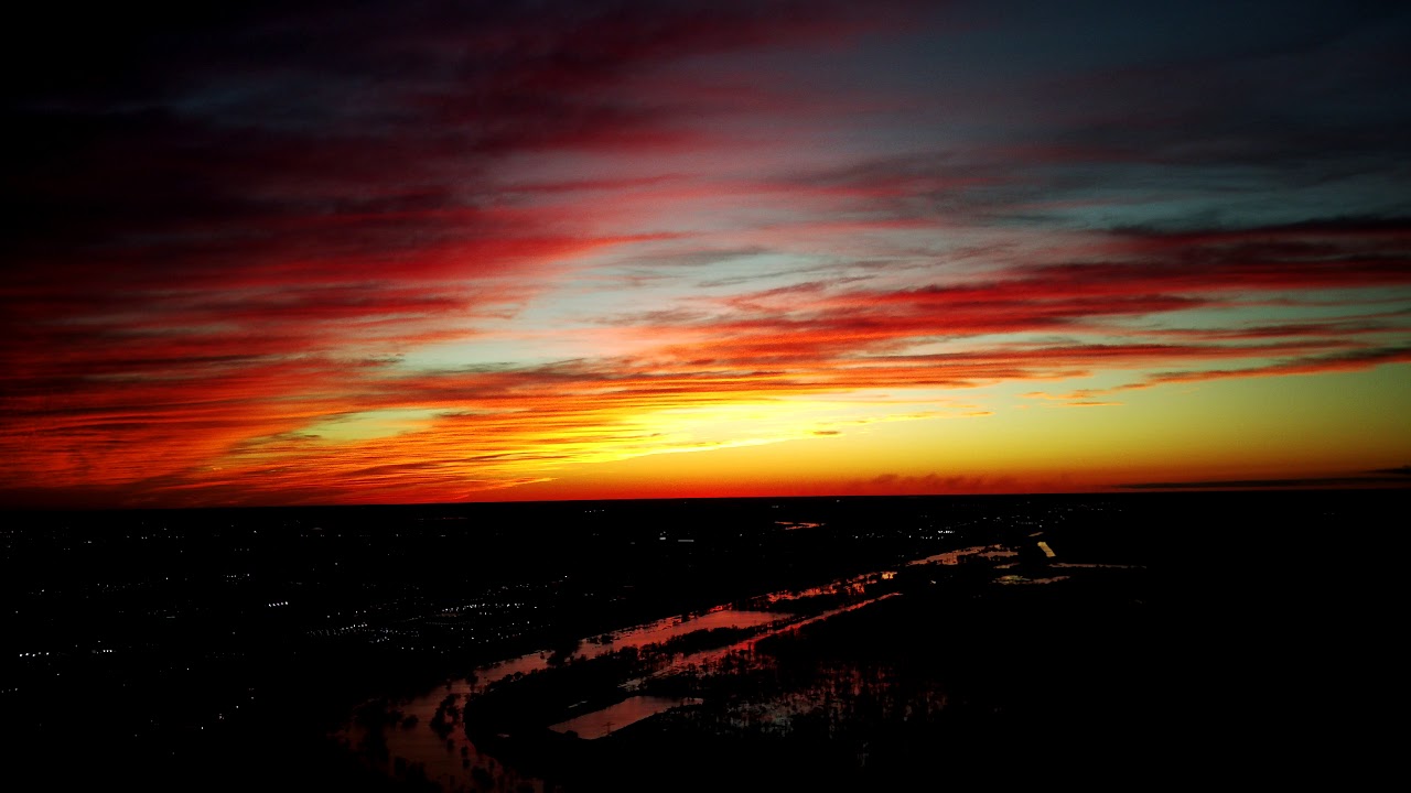 New Years Day 2021 Sunset Over The Addicks Dam In Houston (4K Drone)