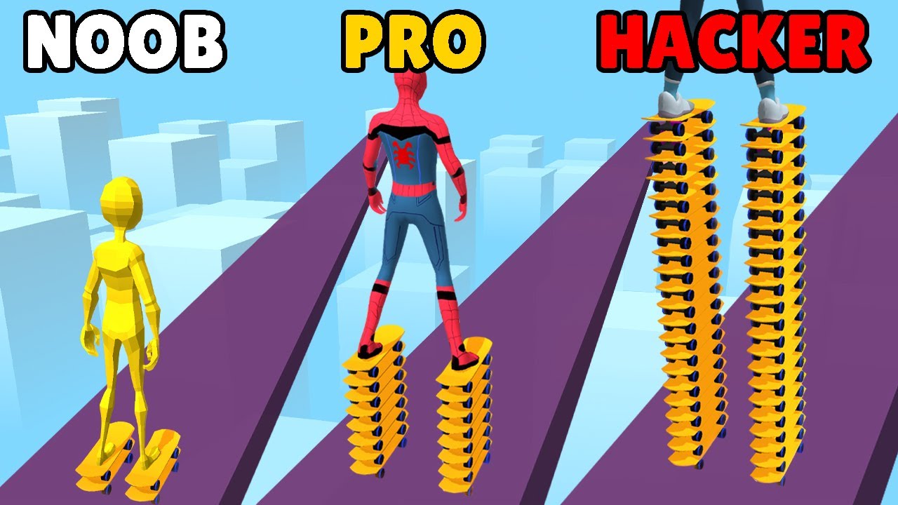 NOOB vs PRO vs HACKER in Skater Stacker
