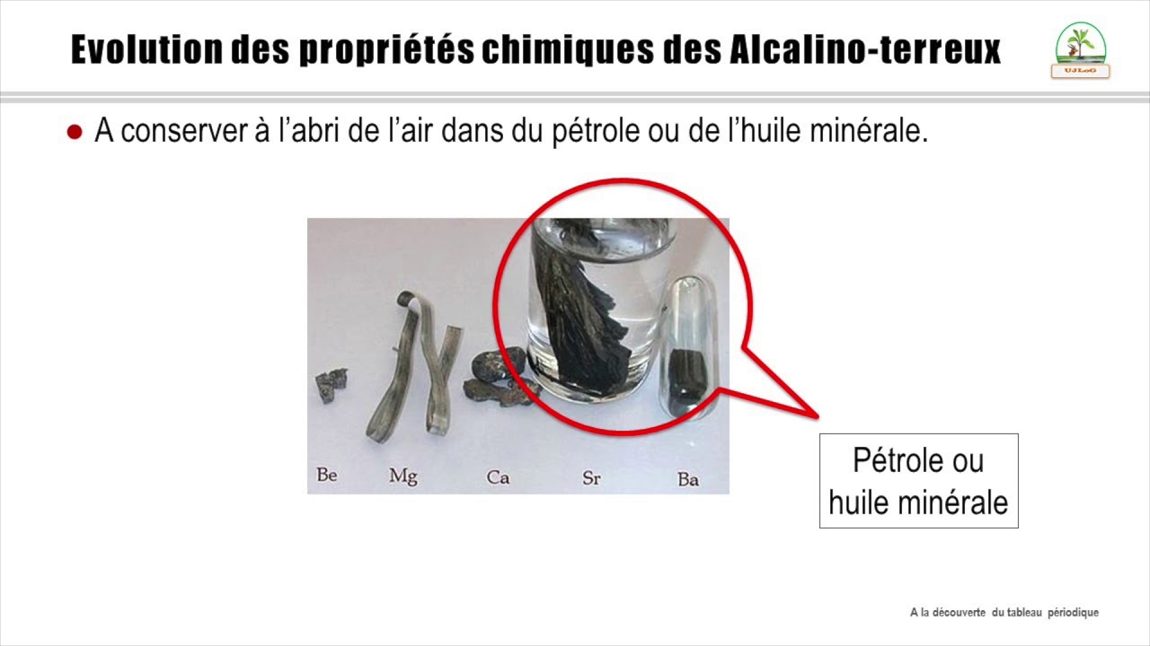 3.2.1- &Eacute;volutions des propri&eacute;t&eacute;s chimiques des alcalino-terreux