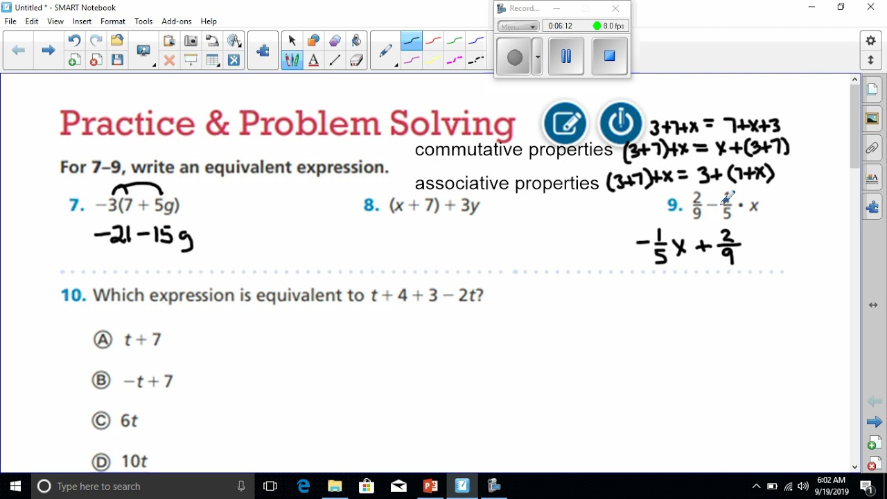 generate equivalent expressions hw video