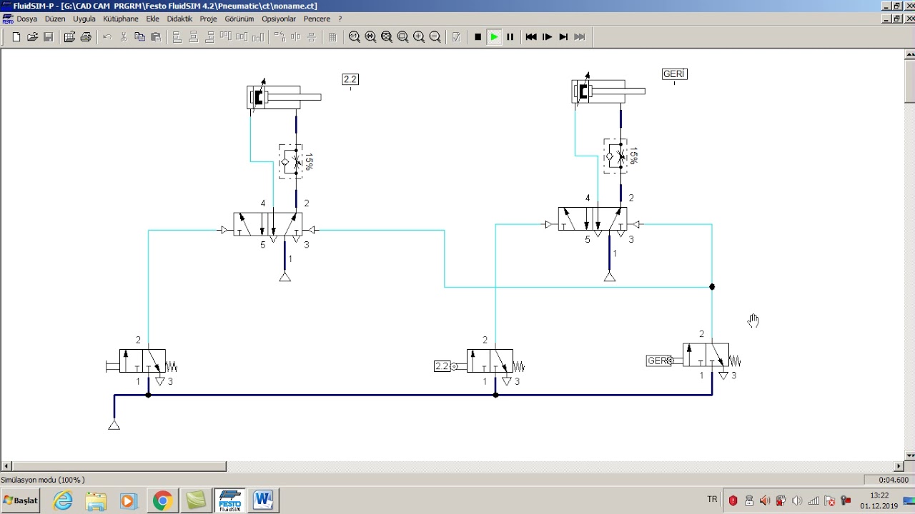 PNÖMATİK DEVRE ARDIŞIK HAREKET ÖRNEĞİ