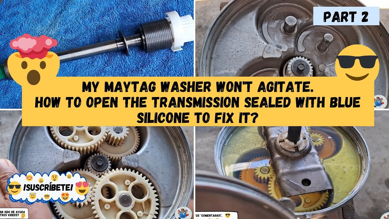 My Maytag washer won't agitate. How to open the transmission sealed with blue silicone to fix it? P2