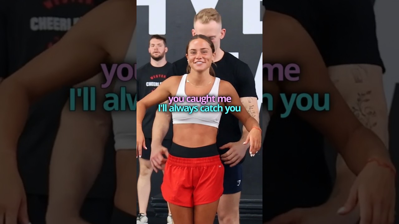 Where did he come from? (slo-mo as requested) #cheer #stunt #shorts