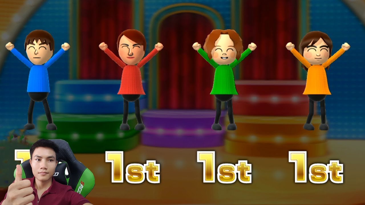 Wii Party U Minigames - Blue Vs Marie(Red) Vs Giulia(Green) Vs Marit(Yellow) CPU Expert